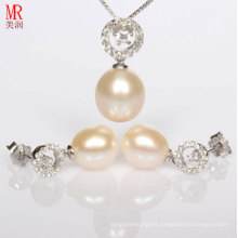Latest Pearl Necklace, Earrings Set Design with Silver, Zircon